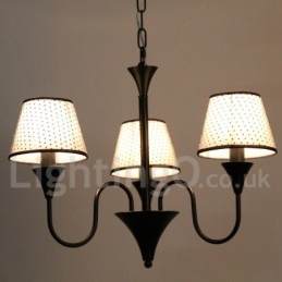 Lustre rustique moderne contemporain rétro noir à 3 lumières de style bougie