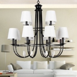 Lustre à 12 lumières de style méditerranéen rétro noir rustique contemporain de style bougie