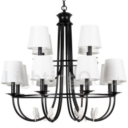 Lustre à 12 lumières de style méditerranéen rétro noir rustique contemporain de style bougie