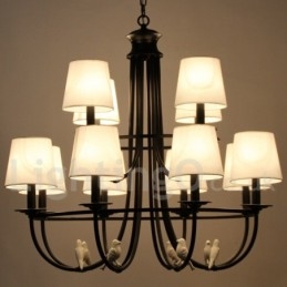 Lustre à 12 lumières de style méditerranéen rétro noir rustique contemporain de style bougie