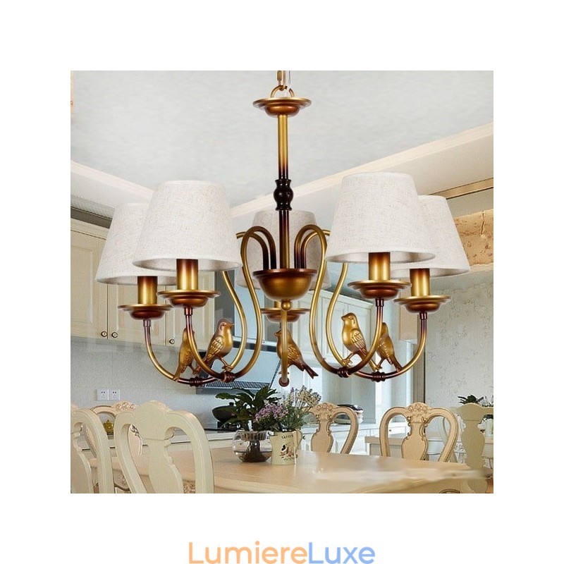 Lustre à 5 lumières de style bougie rétro rustique contemporain moderne