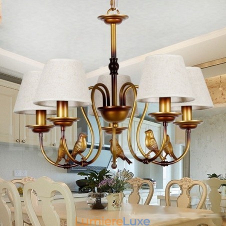 Lustre à 5 lumières de style bougie rétro rustique contemporain moderne