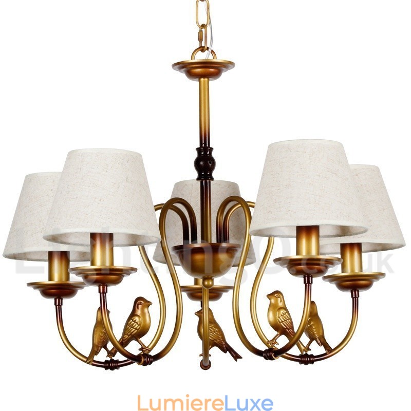 Lustre à 5 lumières de style bougie rétro rustique contemporain moderne