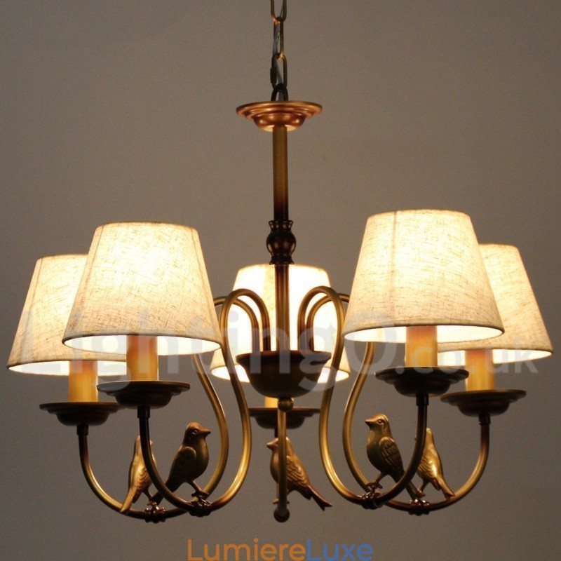 Lustre à 5 lumières de style bougie rétro rustique contemporain moderne