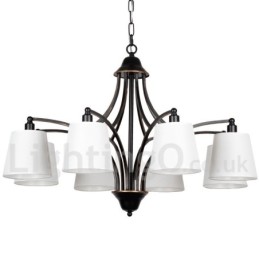 Lustre rustique rétro contemporain à 8 lumières de style bougie