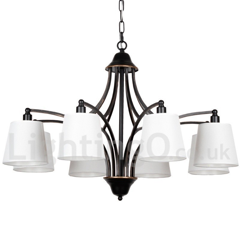 Lustre rustique rétro contemporain à 8 lumières de style bougie
