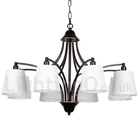 Lustre rustique rétro contemporain à 8 lumières de style bougie