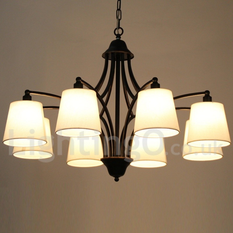 Lustre rustique rétro contemporain à 8 lumières de style bougie