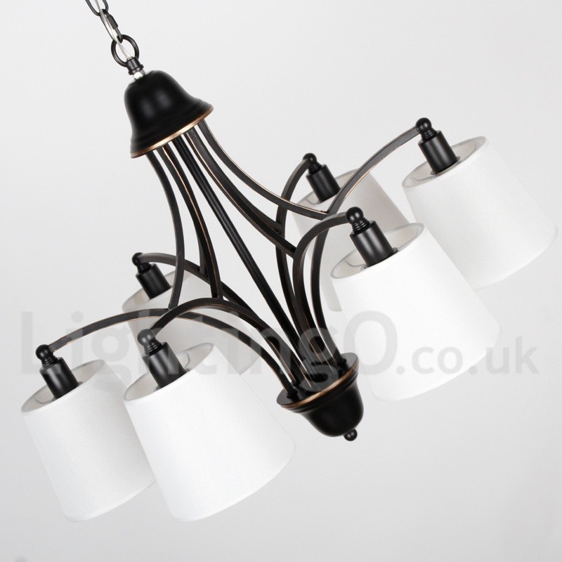 Lustre rustique rétro contemporain à 8 lumières de style bougie