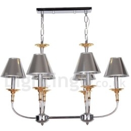 Lustre moderne contemporain à 6 lumières de style bougie chromé