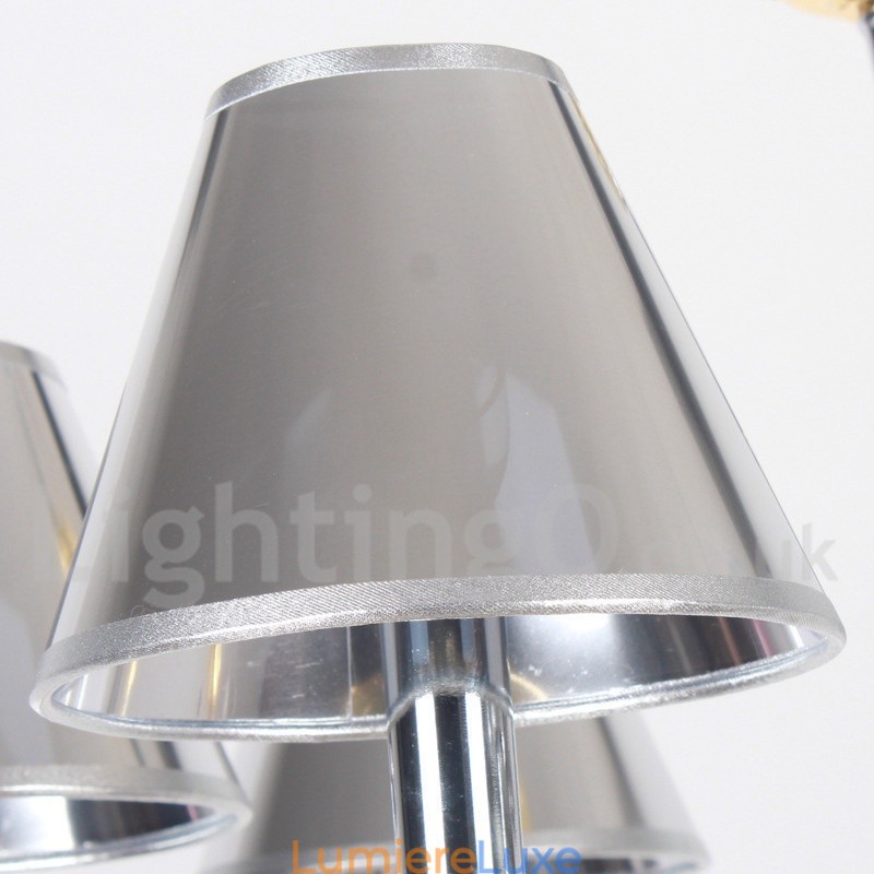 Lustre moderne contemporain à 6 lumières de style bougie chromé