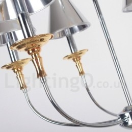 Lustre moderne contemporain à 6 lumières de style bougie chromé