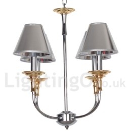 Lustre moderne contemporain à 4 lumières de style bougie chromé