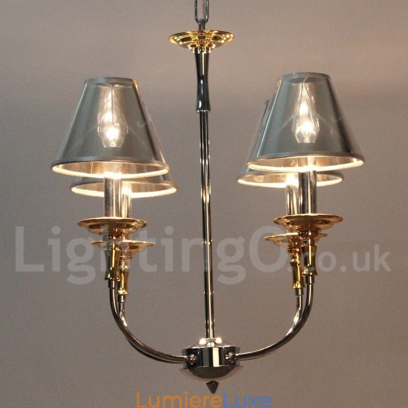 Lustre moderne contemporain à 4 lumières de style bougie chromé