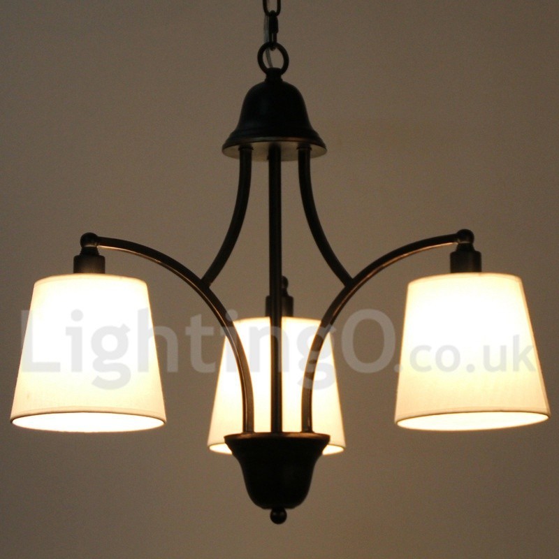 Lustre rustique rétro contemporain à 3 lumières de style bougie