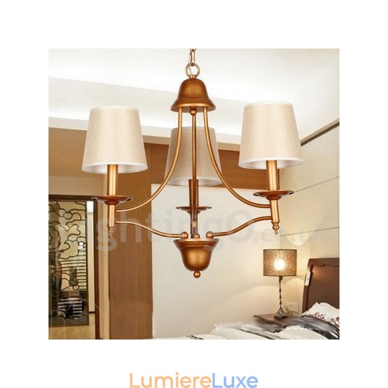 Lustre à 3 lumières de style méditerranéen rétro rustique avec bougies