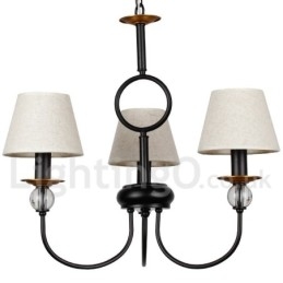 Lustre à 3 lumières rustique rétro noir de style méditerranéen contemporain de style bougie