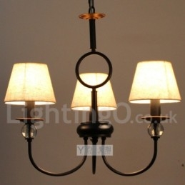 Lustre à 3 lumières rustique rétro noir de style méditerranéen contemporain de style bougie