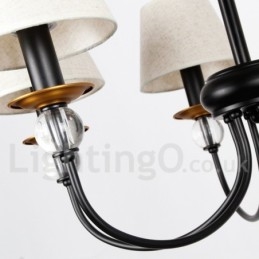 Lustre à 3 lumières rustique rétro noir de style méditerranéen contemporain de style bougie