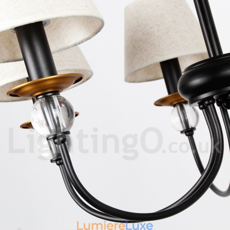 Lustre à 3 lumières rustique rétro noir de style méditerranéen contemporain de style bougie