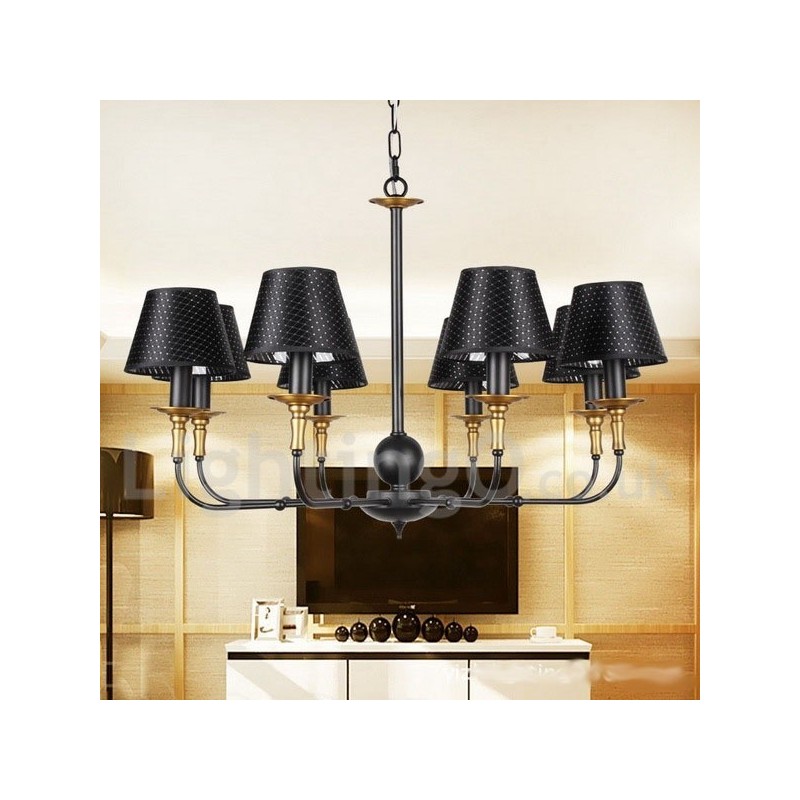 Lustre rétro rustique à 8 lumières de style bougie