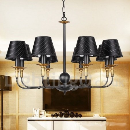 Lustre rétro rustique à 8 lumières de style bougie