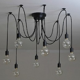 Lustre suspendu à 8 lumières, style traditionnel, classique et rétro, en métal