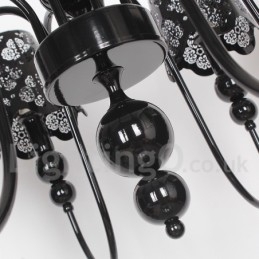 Lustre moderne contemporain à 8 lumières de style bougie creuse noire