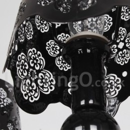 Lustre moderne contemporain à 8 lumières de style bougie creuse noire