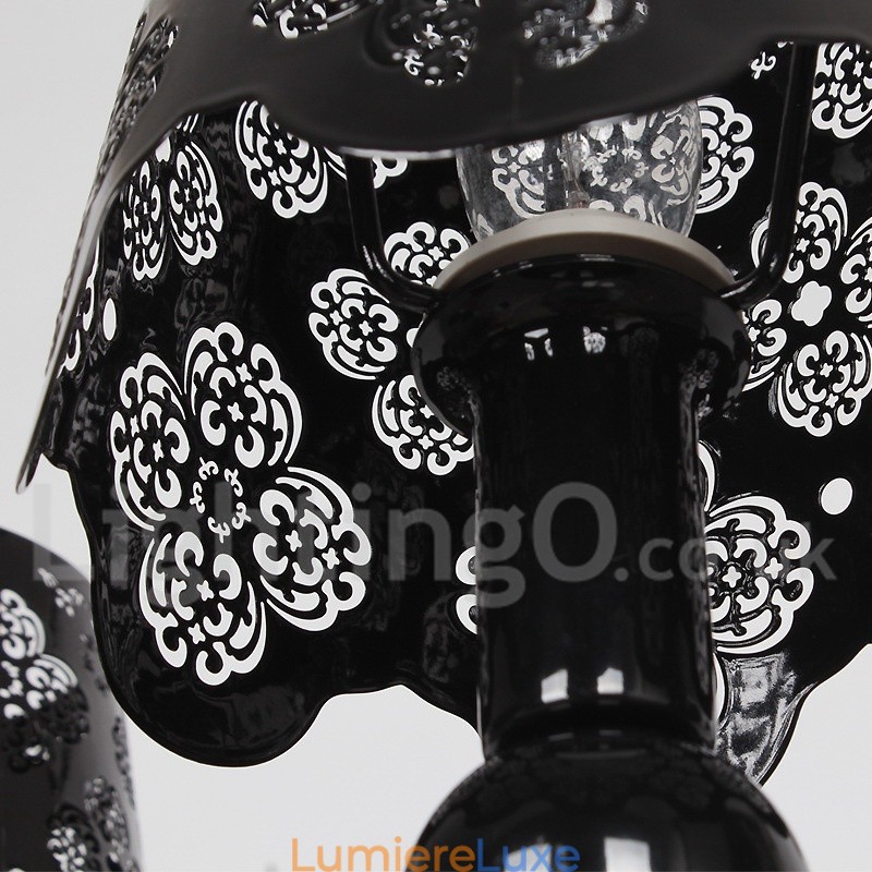 Lustre moderne contemporain à 8 lumières de style bougie creuse noire