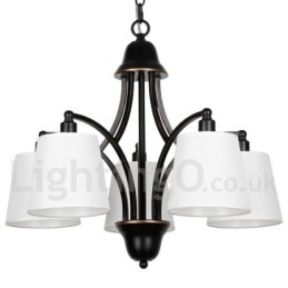 Lustre rustique rétro contemporain à 5 lumières de style bougie