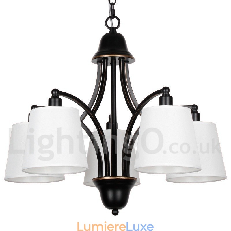 Lustre rustique rétro contemporain à 5 lumières de style bougie