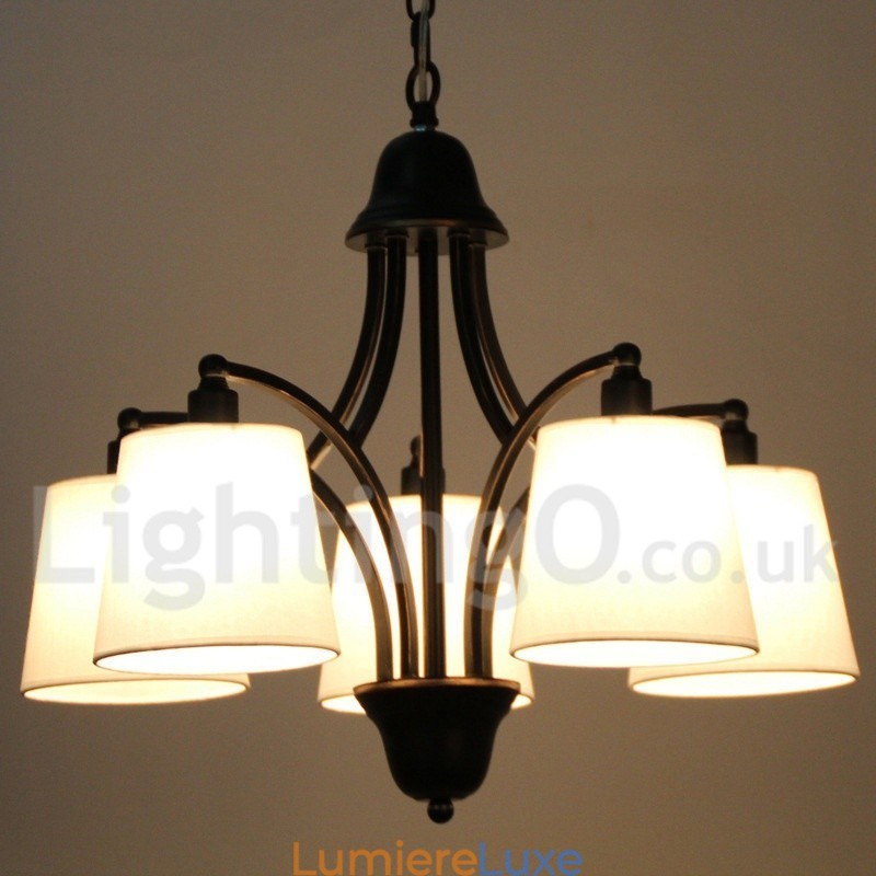 Lustre rustique rétro contemporain à 5 lumières de style bougie