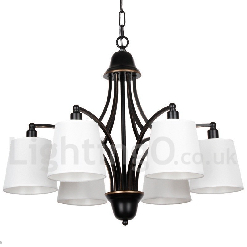 Lustre rustique rétro contemporain à 6 lumières de style bougie