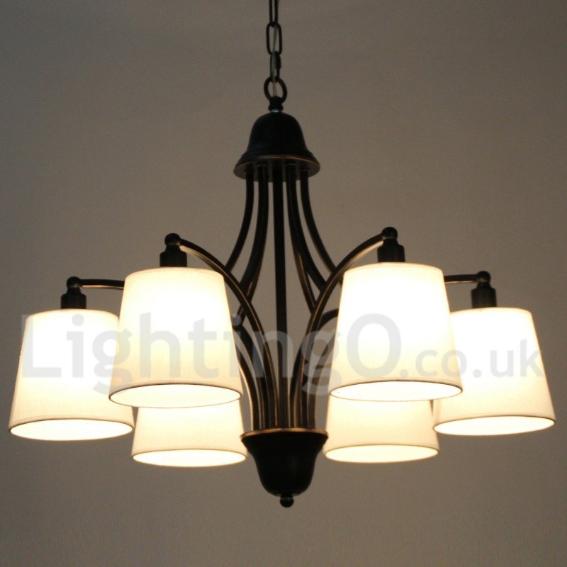 Lustre rustique rétro contemporain à 6 lumières de style bougie