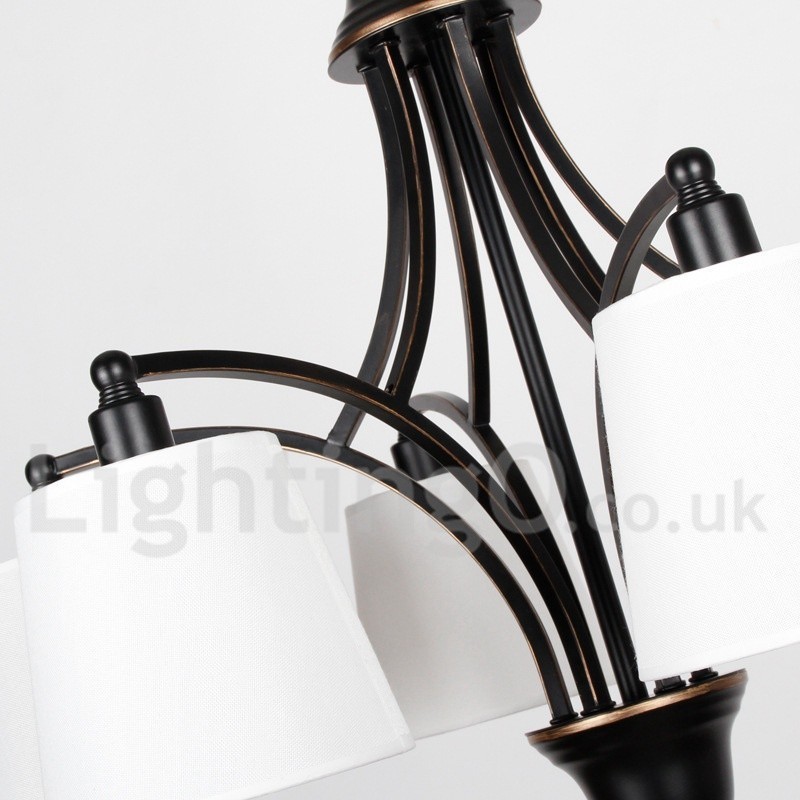 Lustre rustique rétro contemporain à 6 lumières de style bougie
