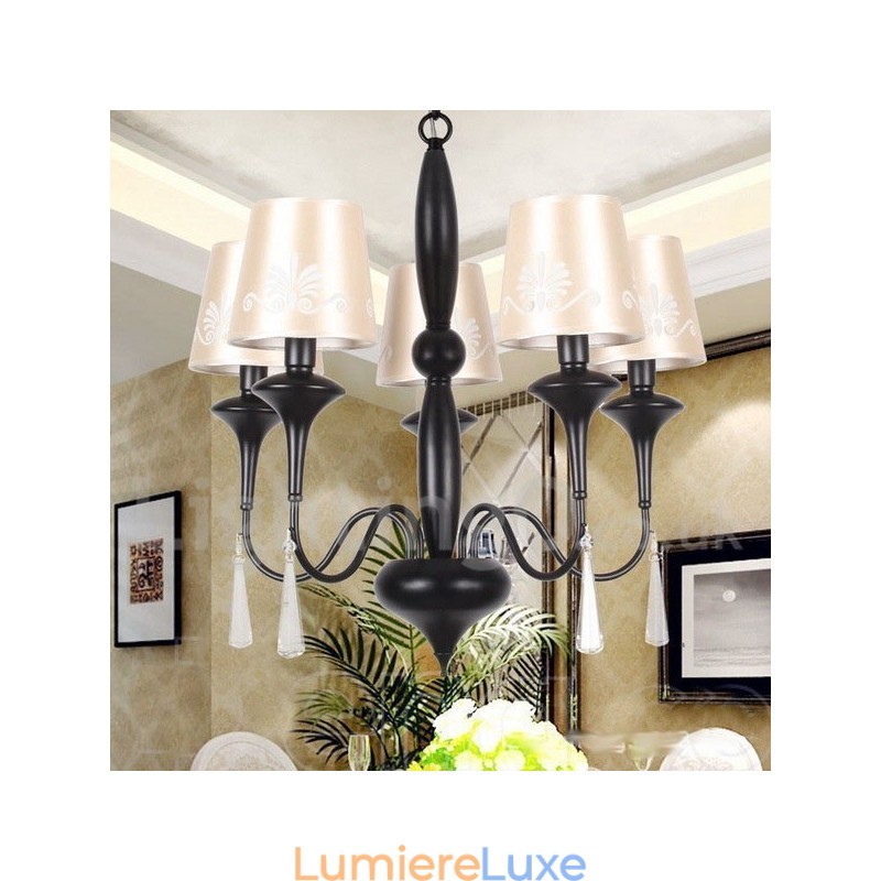 Lustre à 5 lumières de style méditerranéen en forme de bougie