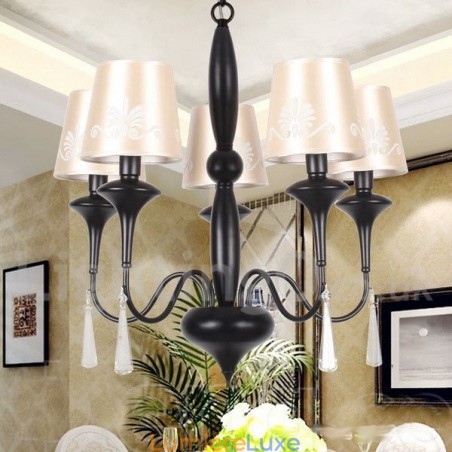 Lustre à 5 lumières de style méditerranéen en forme de bougie