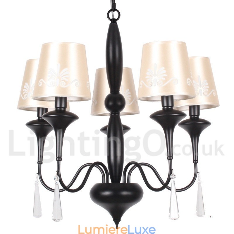 Lustre à 5 lumières de style méditerranéen en forme de bougie