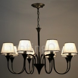 Lustre rustique moderne contemporain rétro noir à 8 lumières de style bougie