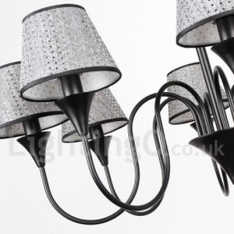 Lustre rustique moderne contemporain rétro noir à 8 lumières de style bougie