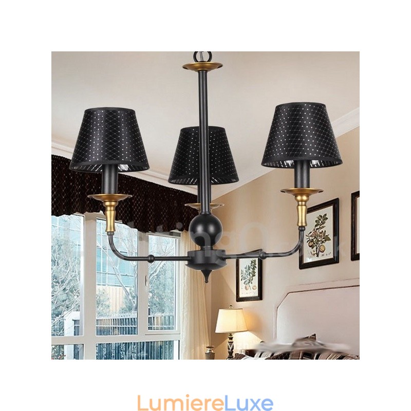 Lustre rétro rustique à 3 lumières de style bougie