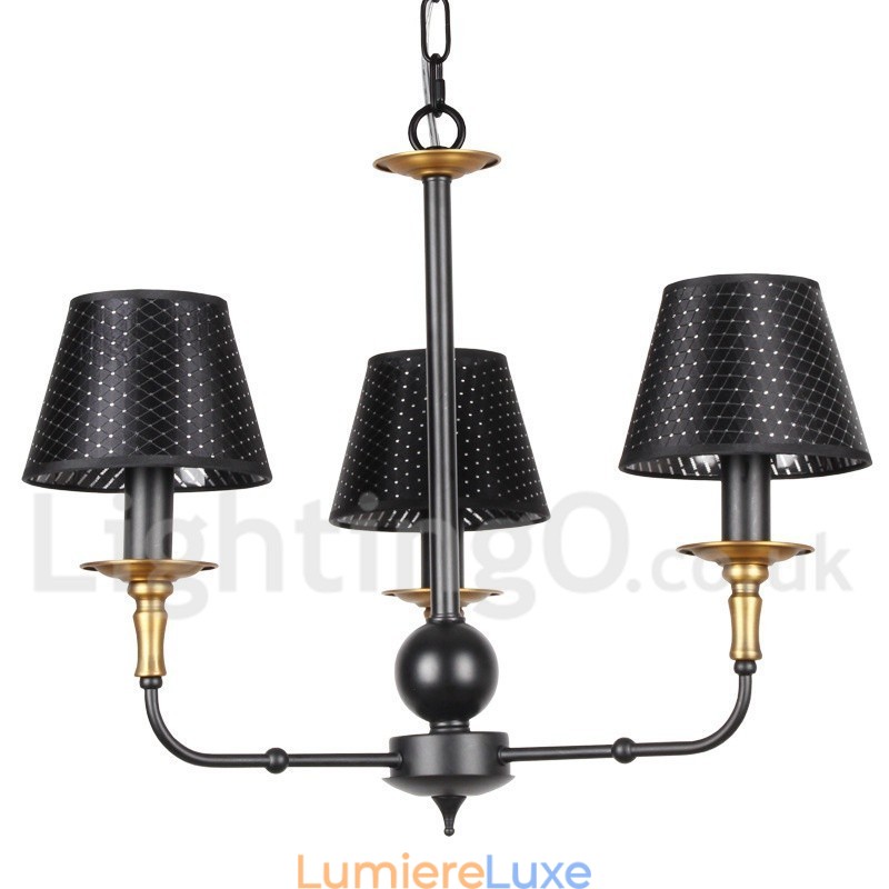 Lustre rétro rustique à 3 lumières de style bougie
