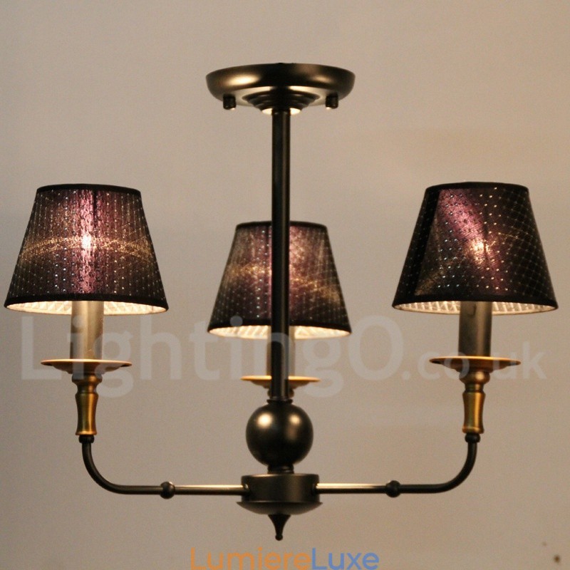 Lustre rétro rustique à 3 lumières de style bougie