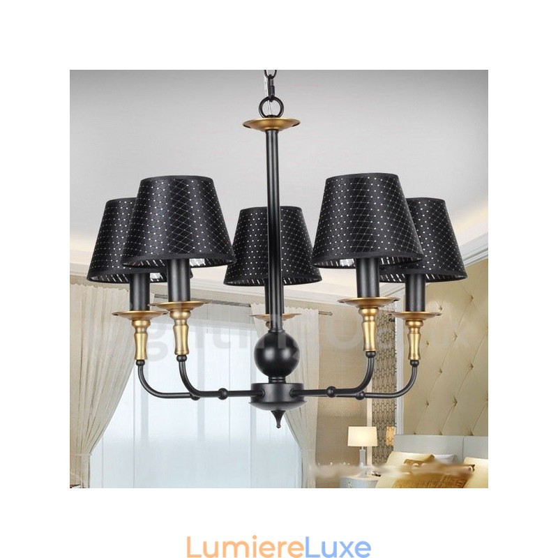 Lustre rétro rustique à 5 lumières de style bougie