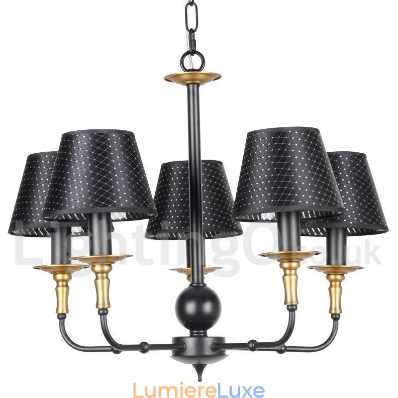 Lustre rétro rustique à 5 lumières de style bougie