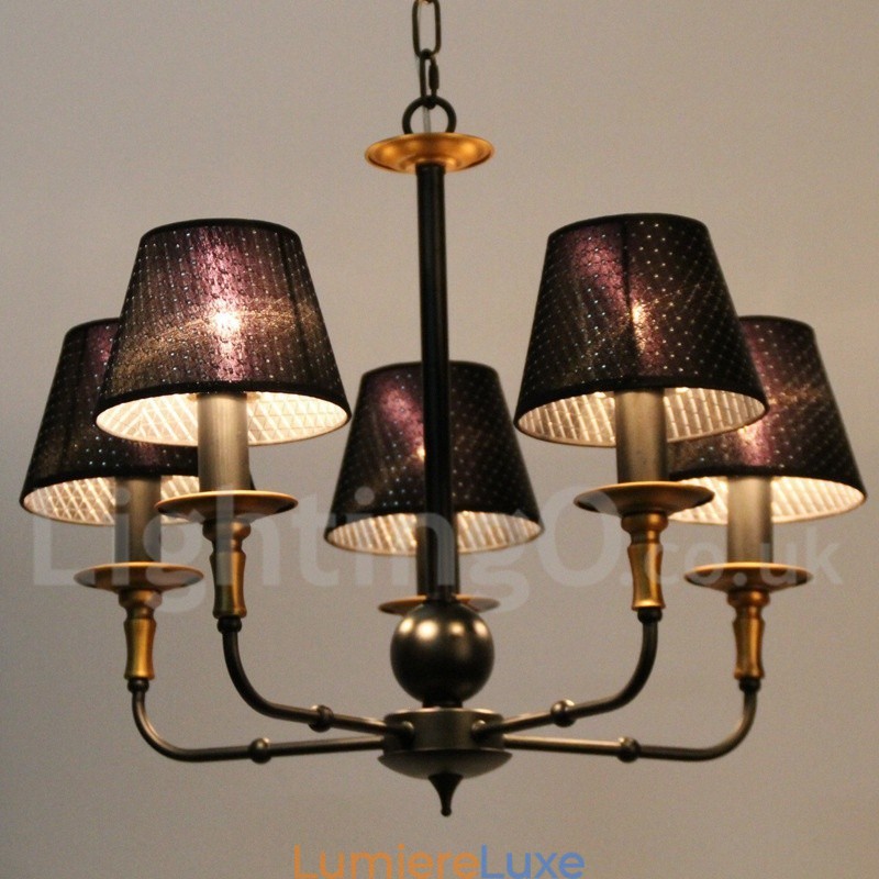 Lustre rétro rustique à 5 lumières de style bougie