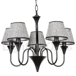 Lustre rustique moderne contemporain rétro noir à 5 lumières de style bougie