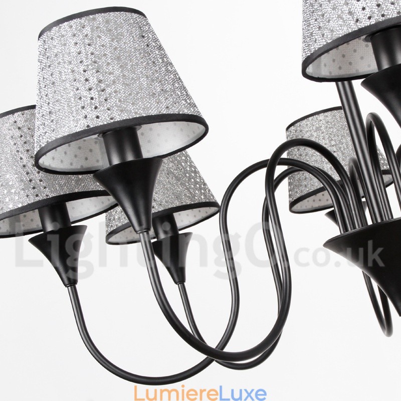 Lustre rustique moderne contemporain rétro noir à 5 lumières de style bougie