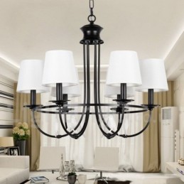 Lustre à 6 lumières de style méditerranéen rétro noir rustique contemporain de style bougie